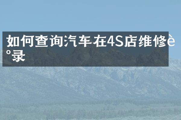 如何查询汽车在4S店维修记录