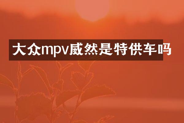 大众mpv威然是特供车吗