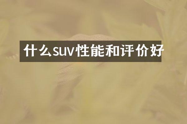 什么suv性能和评价好
