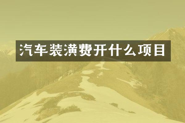 汽车装潢费开什么项目
