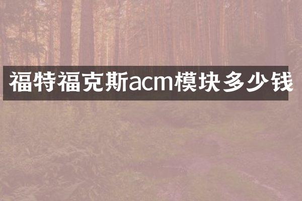 福特福克斯acm模块多少钱