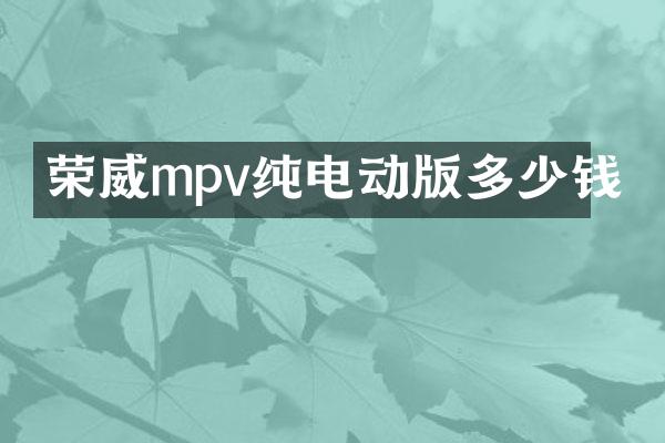 荣威mpv纯电动版多少钱