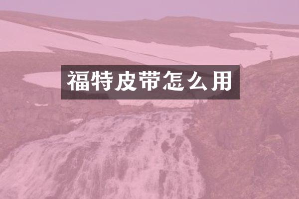 福特皮带怎么用