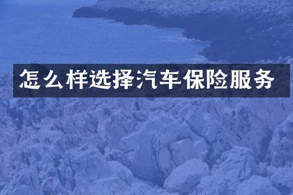 怎么样选择汽车保险服务