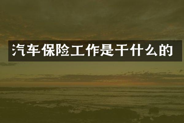 汽车保险工作是干什么的