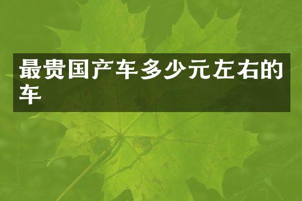 最贵国产车多少元左右的车