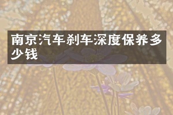 南京汽车刹车深度保养多少钱