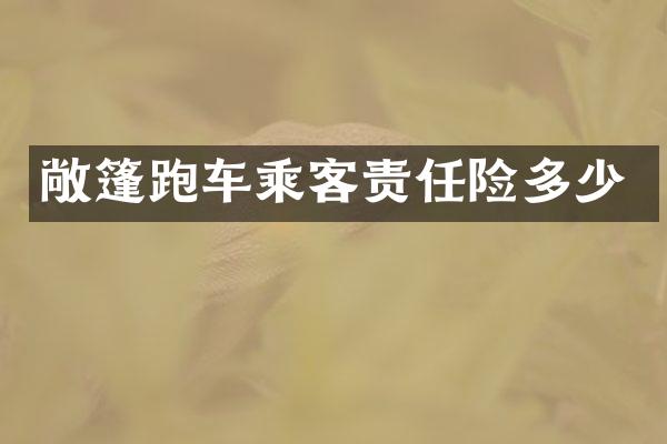 敞篷跑车乘客责任险多少
