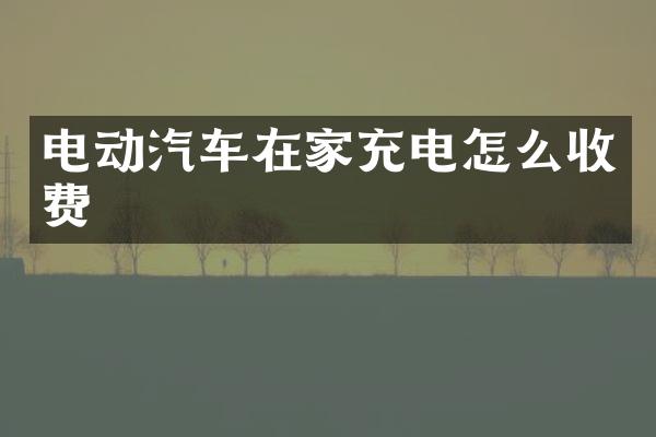 电动汽车在家充电怎么收费