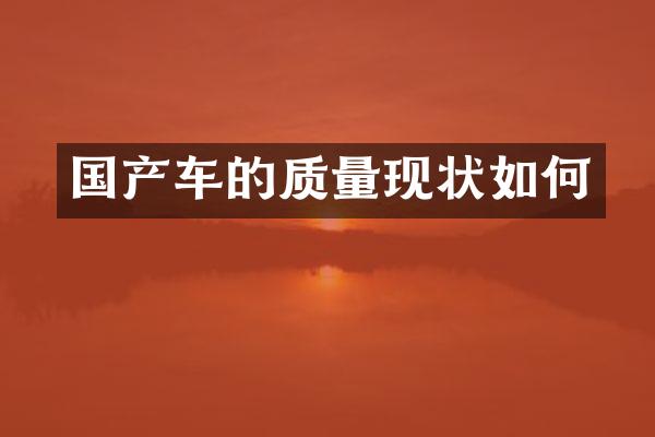 国产车的质量现状如何