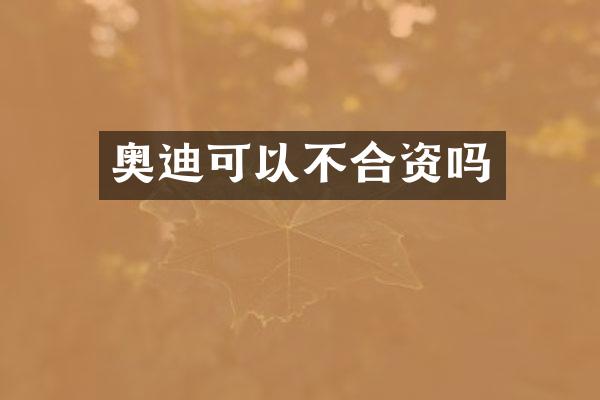奥迪可以不合资吗