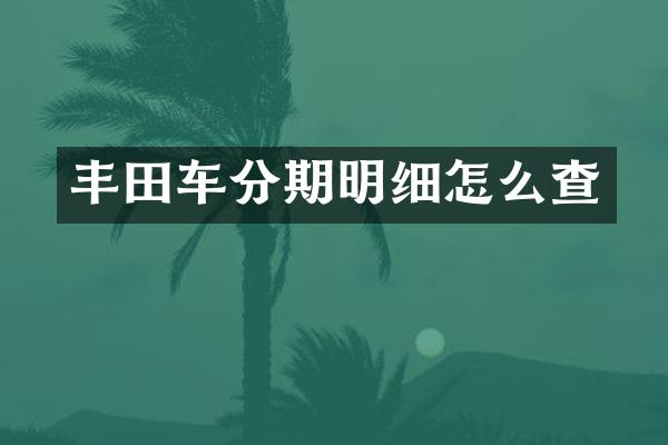 丰田车分期明细怎么查