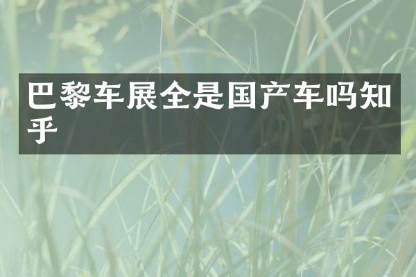 巴黎车展全是国产车吗知乎
