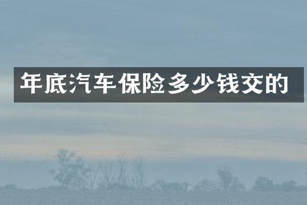 年底汽车保险多少钱交的