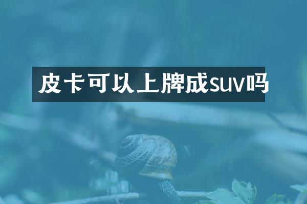 皮卡可以上牌成suv吗