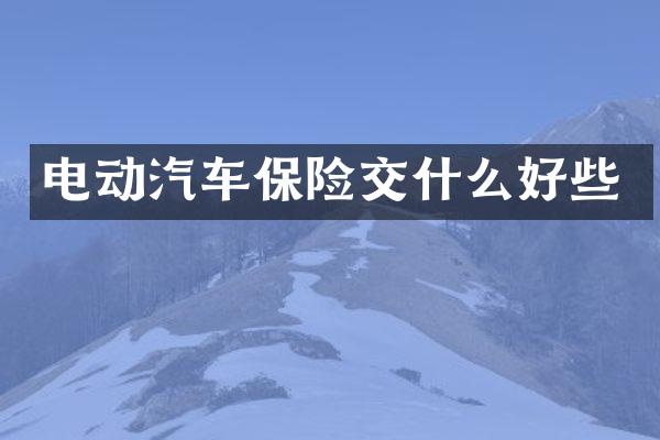 电动汽车保险交什么好些