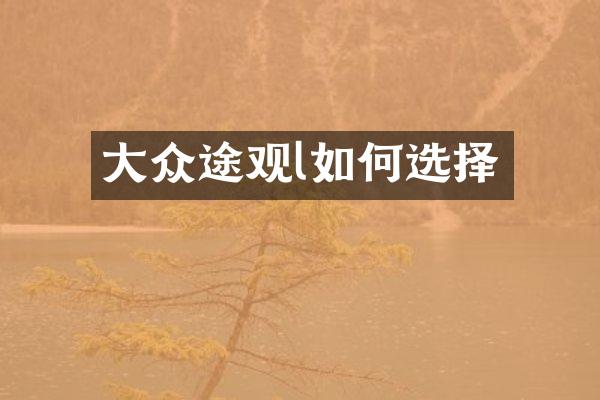 大众途观l如何选择