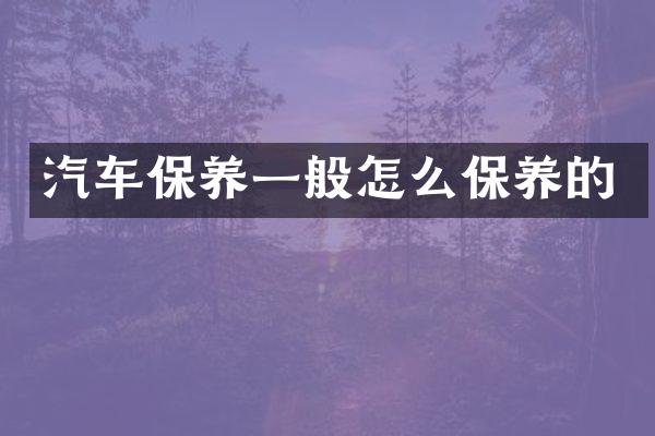 汽车保养一般怎么保养的