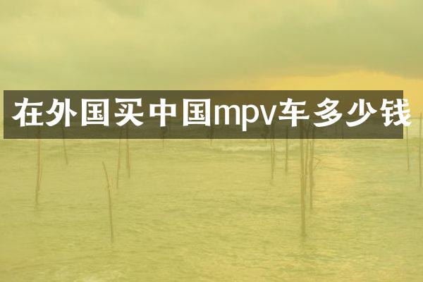 在外国买中国mpv车多少钱
