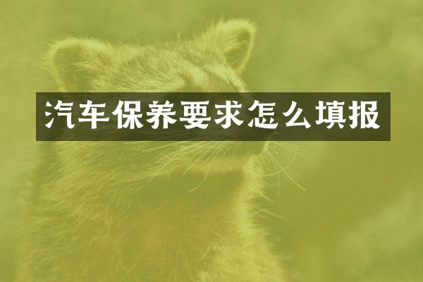 汽车保养要求怎么填报