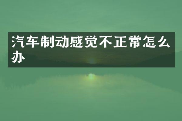 汽车制动感觉不正常怎么办