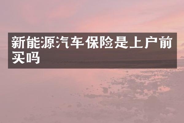 新能源汽车保险是上户前买吗