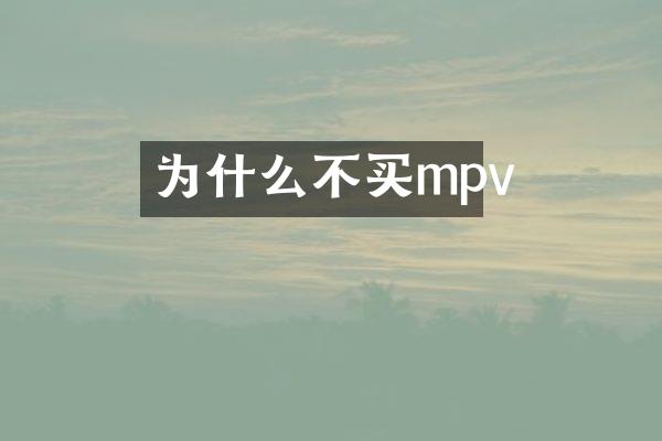 为什么不买mpv