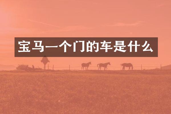 宝马一个门的车是什么