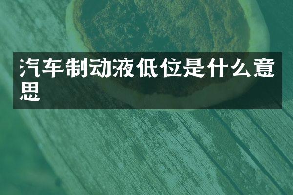 汽车制动液低位是什么意思