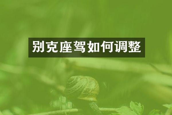 别克座驾如何调整