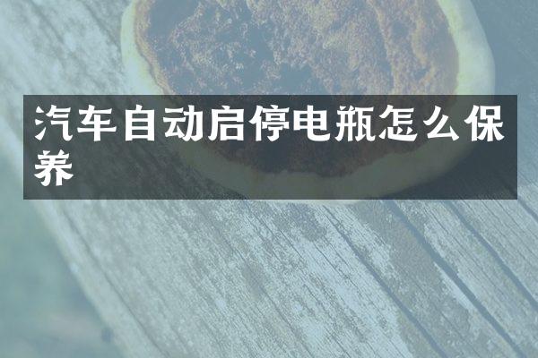 汽车自动启停电瓶怎么保养