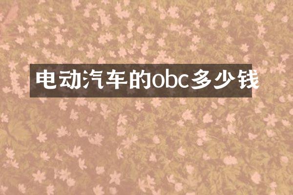 电动汽车的obc多少钱