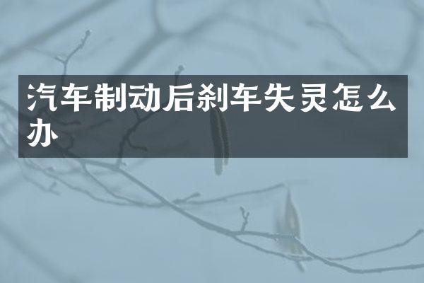 汽车制动后刹车失灵怎么办