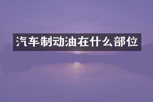 汽车制动油在什么部位