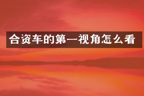合资车的第一视角怎么看
