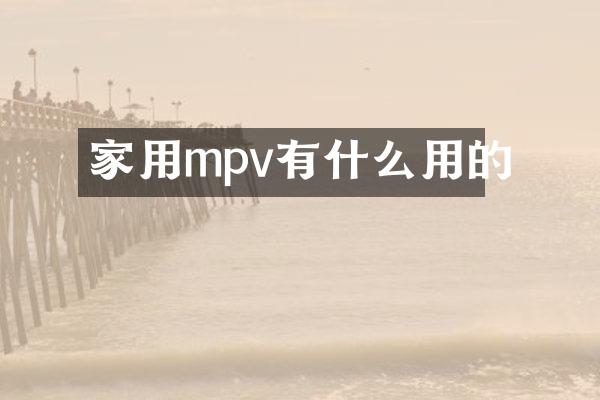 家用mpv有什么用的