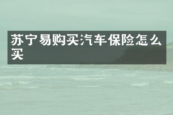 苏宁易购买汽车保险怎么买