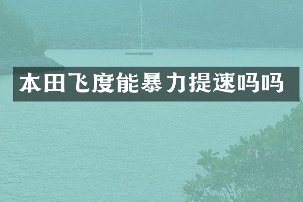 本田飞度能暴力提速吗吗