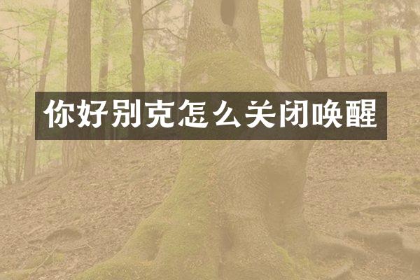 你好别克怎么关闭唤醒
