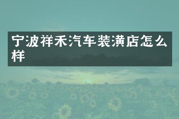 宁波祥禾汽车装潢店怎么样