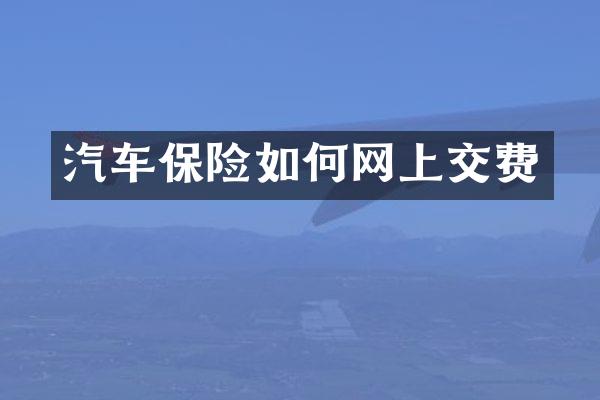 汽车保险如何网上交费