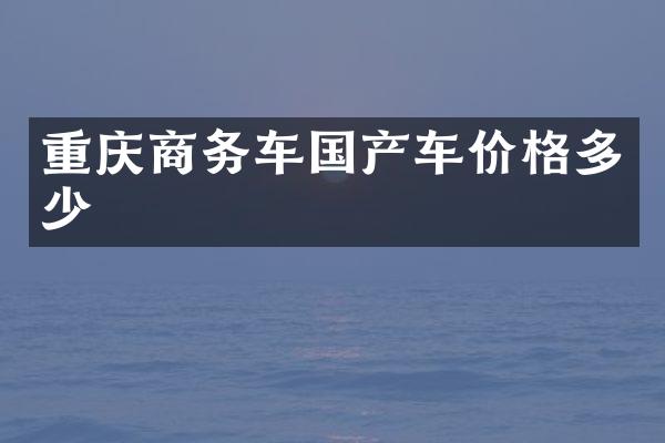 重庆商务车国产车价格多少