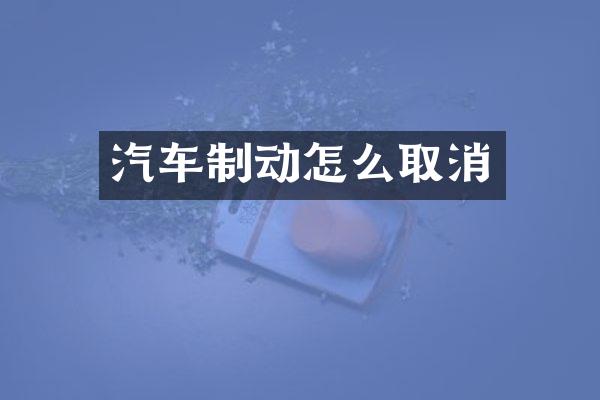 汽车制动怎么取消