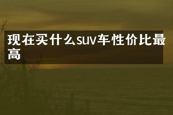 现在suv车性价比最高