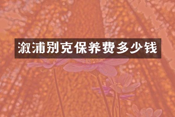 溆浦别克保养费多少钱