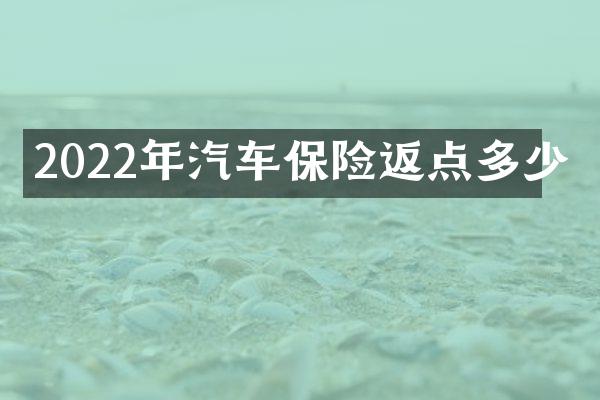 2022年汽车保险返点多少