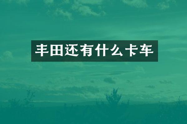 丰田还有什么卡车