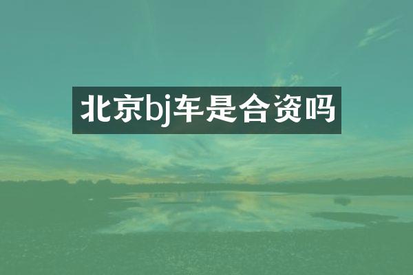 北京bj车是合资吗