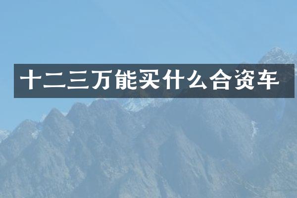 十二三万能合资车