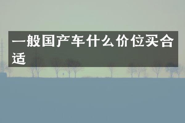 一般国产车什么价位买合适